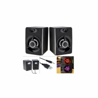 Set 2 boxe gaming, iluminare RGB, 7 V, 75 db, USB si Jack 3.5 mm, negru, GamerX, ELE6140OB